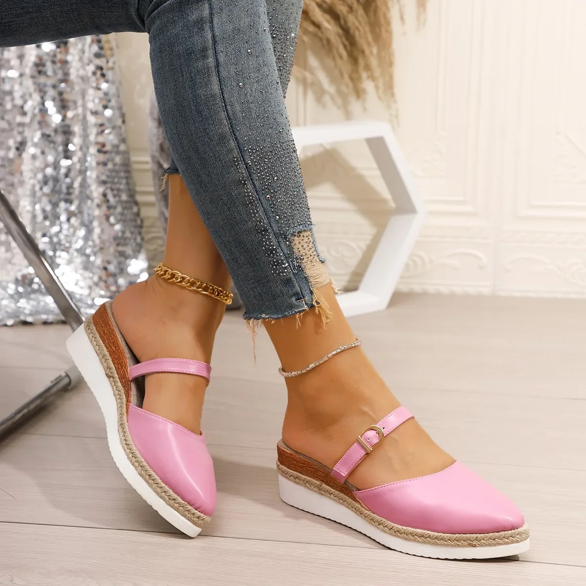 Women Summer Sandals Closed Toe Wedge Shoes for Women Gladiator Fashion Espadrilles Platform Shoes for Woman Sandalias De Mujer