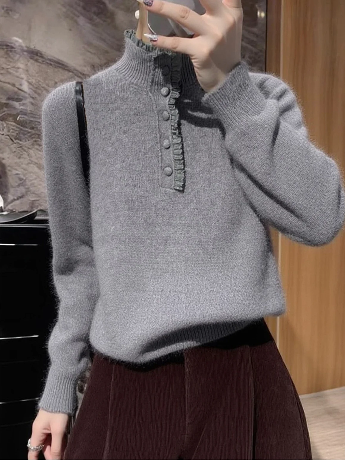 

Comfortable Thiened Long Sve Knitted irt Korean Sle Casual Spring Faion Women's Sweater Top High-end European Brand