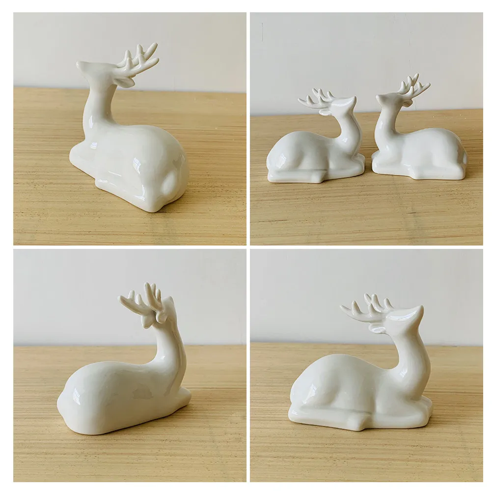 2Pcs Ceramic Deer Craft Ornaments High Quality Desktop Decoration Gifts for Home Office Car Restaurant Noble Elegant Accessories