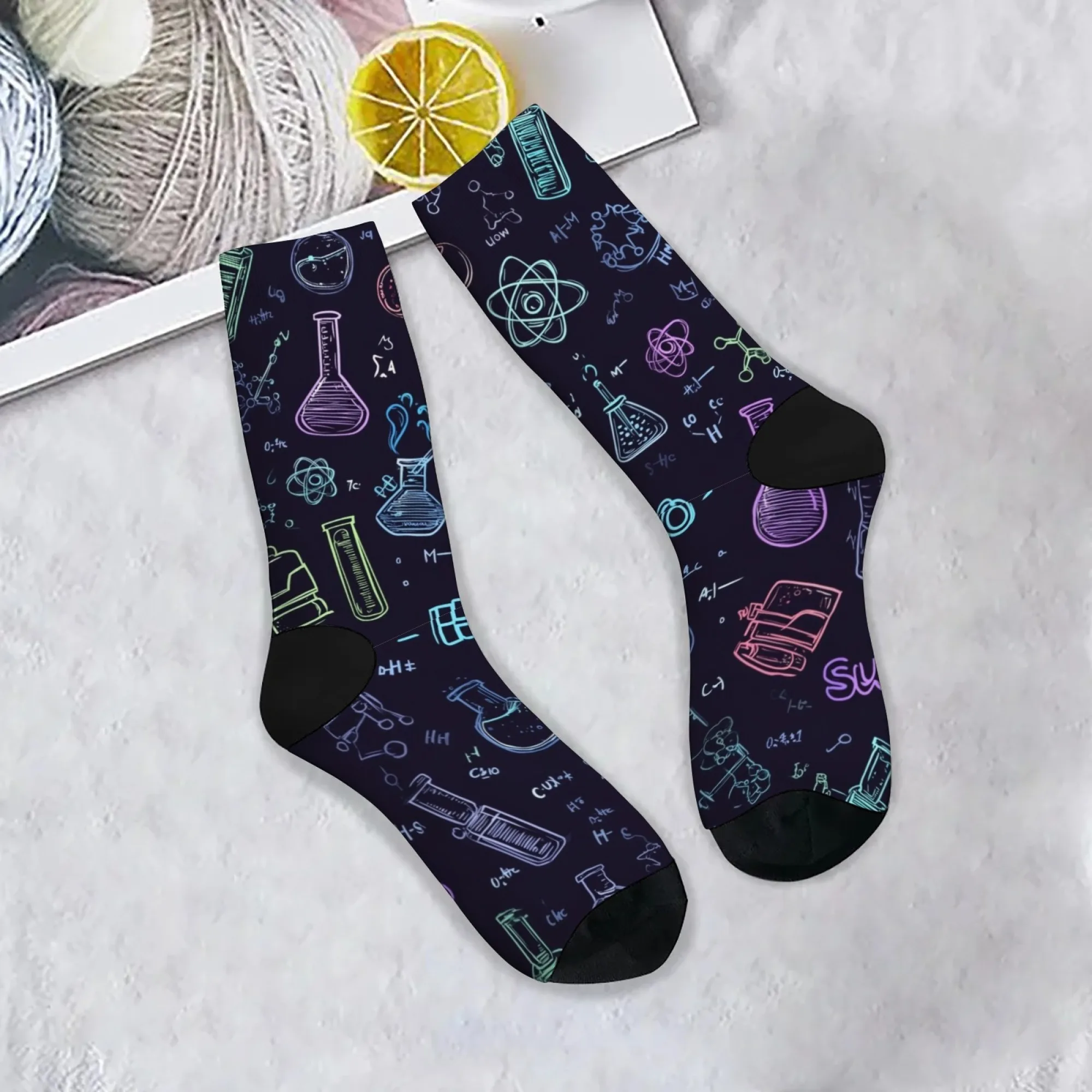 Scientific Experiment Element Style Men's Socks Novelty Scientific Research Theme Harajuku Retro Compression Socks Party Gift