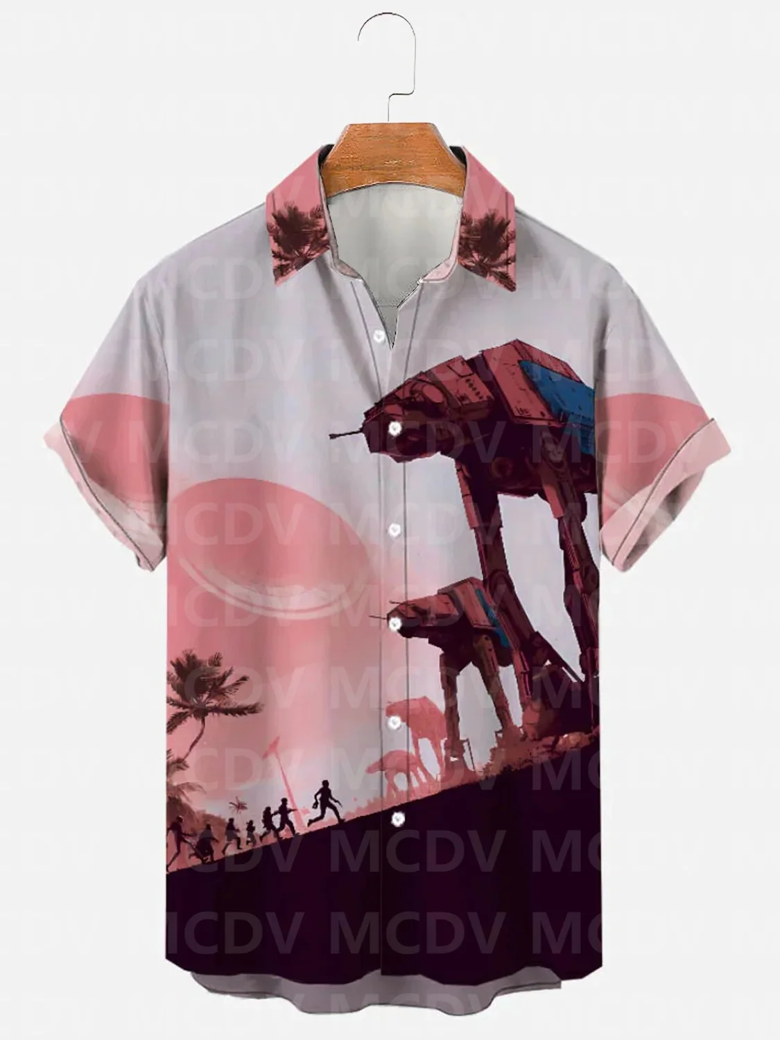 Alien Mecha-vestido Hawaiano con estampado 3D para hombre, camisa informal de estilo clásico, blusa Retro Social, ajustada, Verano