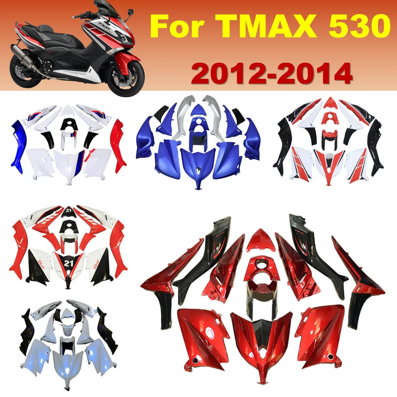 Scooter Accessories Body Parts Fairing Set Fit For Yamaha T-MAX 530 XP530 2012 2013 2014 ABS Injection Molded Cover Shell