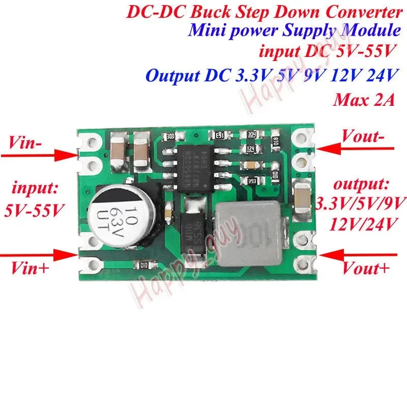Mini DC-DC Step Down Voltage Converter DC 5V-55V 36V 48V To 3.3V 5V 6V 9V 12V 24V Buck Volt Regulator Power Supply PCB Module