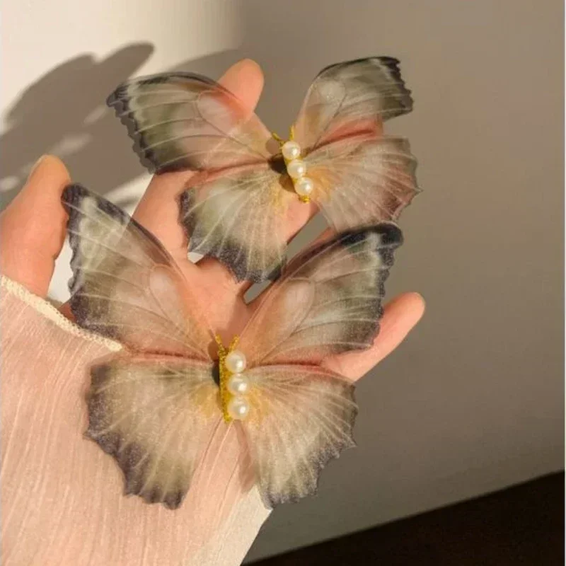 Fairy Butterfly Hair Side Clips Broken Hair Side Clip Elegant Temperament Beauty Hairpins Sweet Princess Hair Styling Headdress