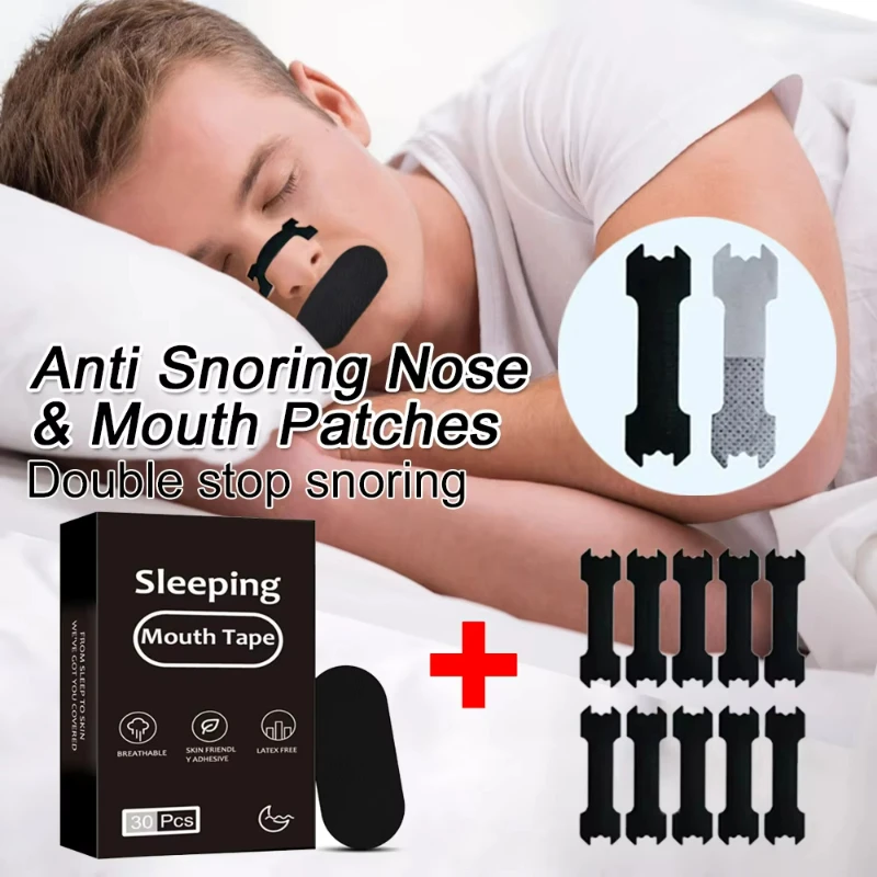 

Anti Snoring Mouth Tape & Nose Breathing Sticker Night Sleeping Mouth Breath Improvement Patch Reduce Dry Mouth Promote Earplugs