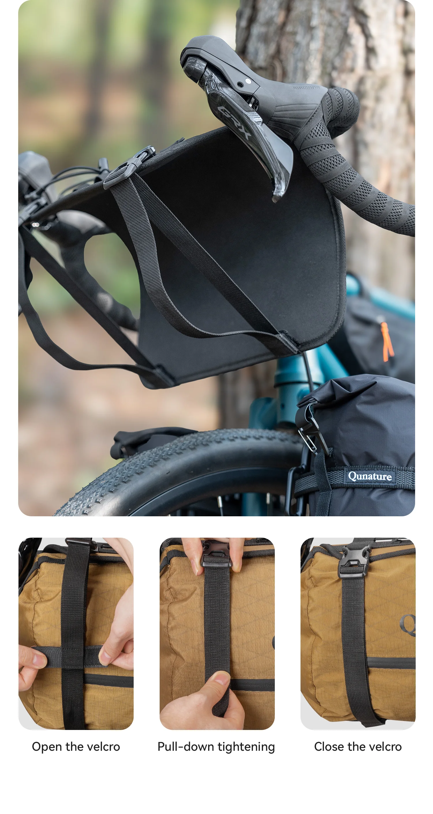 Qunature 2 Teile/satz Fahrrad Tasche Träger Lenker Rack Radfahren RB MTB Wasserdichte Touring Bike Kompression Fahrrad Rack Tasche Radfahren – Detail 6