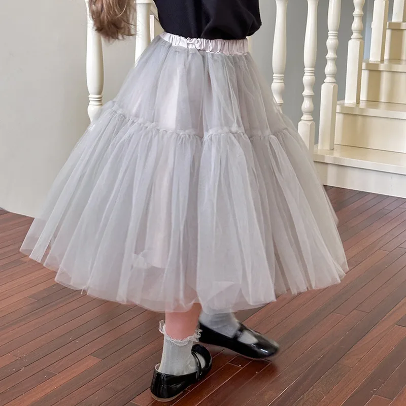 

Новая коллекция 2026: Весенне-осенняя универсальная юбка для девочек, детская одежда, юбка А-силуэта, пышная сетчатая юбка для девочек