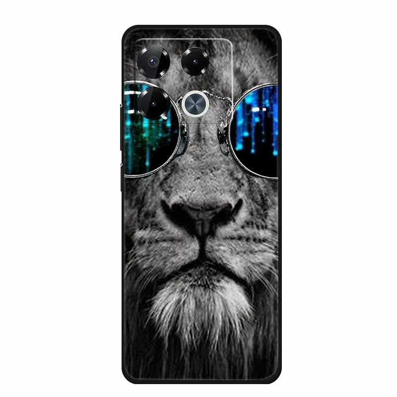 Dla Infinix Note 40 Pro etui na telefon lwa wilk czarne silikonowe miękka tylna obudowa etui do Infinix Note 40 Pro Plus Case 40Pro Plus