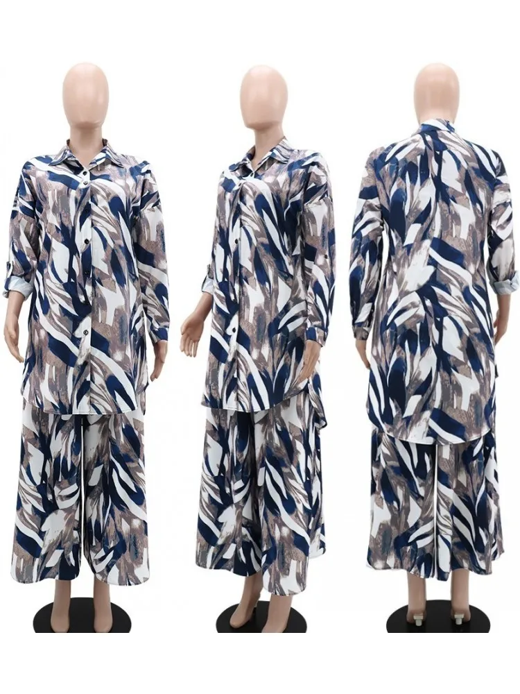 Conjuntos de 2 piezas para mujer, conjuntos estampados a juego, Tops y pantalones, trajes, ropa de verano y otoño, novedad de 2024