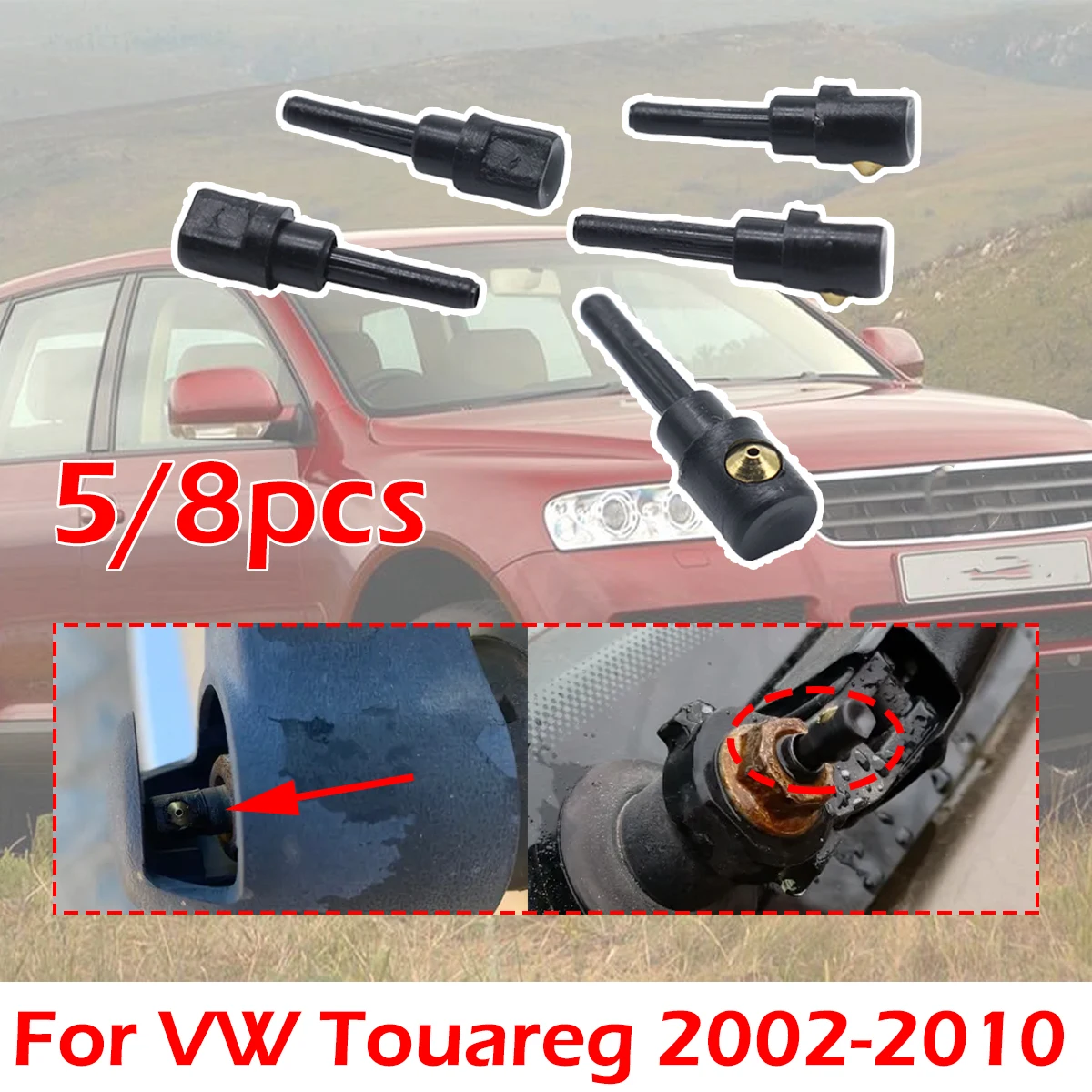 

5/8PC Rear Wiper Washer Jet Nozzle Windscreen Window Spray Cover Cap Rocker For VW Touareg 2002 2003 2004 2005-2010 3B9955985A
