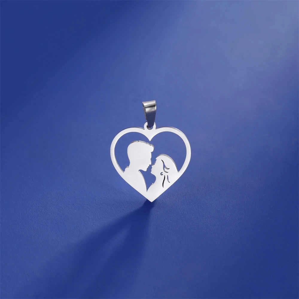 EUEAVAN-colgantes románticos de acero inoxidable para amantes, dijes de corazón de amor para collar, fabricación de joyas, suministros de bricolaje, 1 unidad
