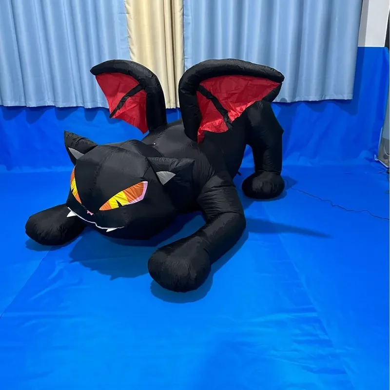 Cross-border special Halloween air model with light inflatable black cat Halloween decoration, ghost festival ghost,