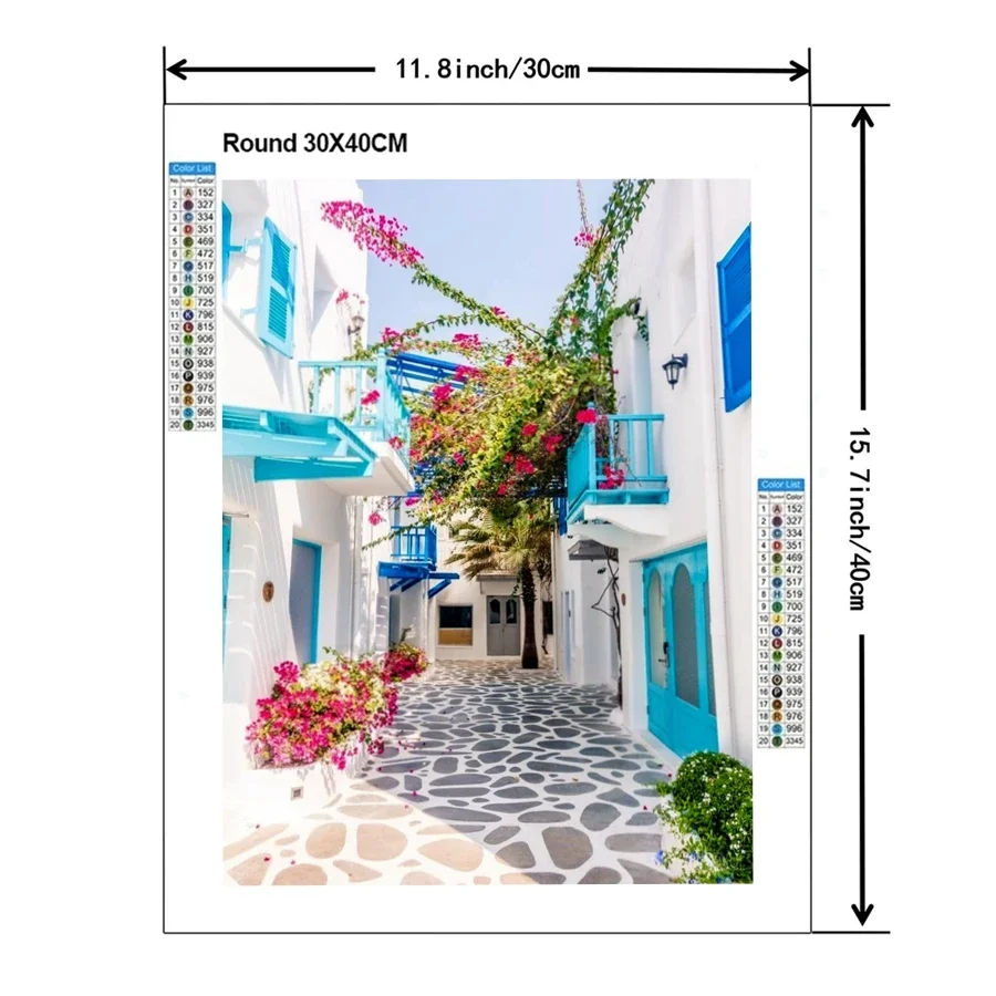 Beauty Blue Greece hilton e Mykono Island Scenery 5d Full Diamond Painting Art Aegean Sea Landscape Cross Stitch Decor