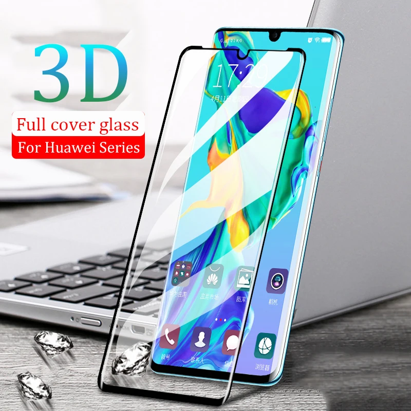 Protective Glass for Huawei P30 Pro Screen Protector 3D Full Cover Glass for Huawei P20 Mate 20 Lite Pro Tempered Glass Film