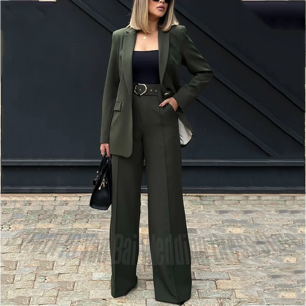 Elegant Women Two Pieces Set Customized Notched Lapel Business Office Smart Casual Lady Outfit Fashion Trousers Female Outfit