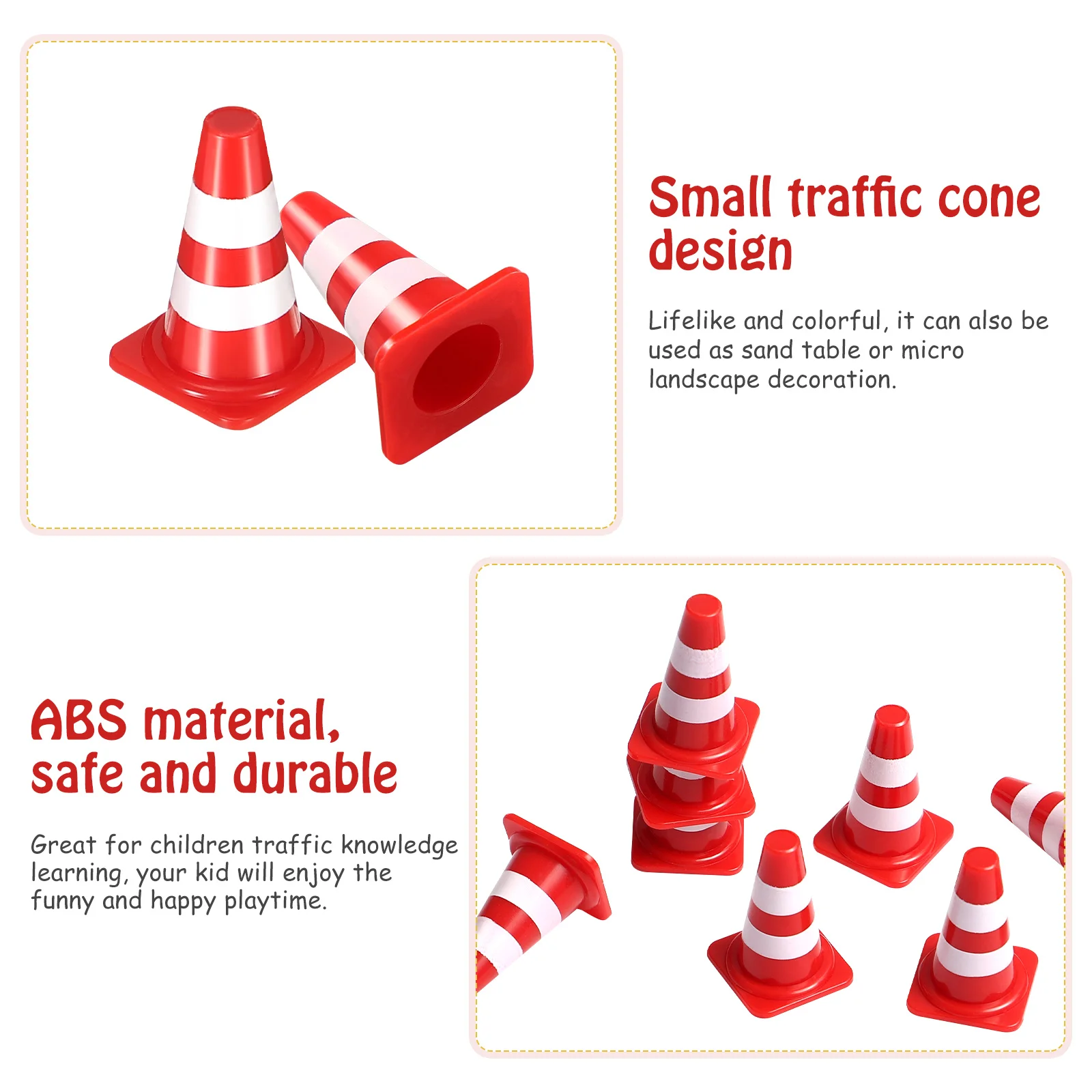 50 Pcs Roadblock Simulation Props Cones Miniature Traffic Safety Toys Parking Roadblocks