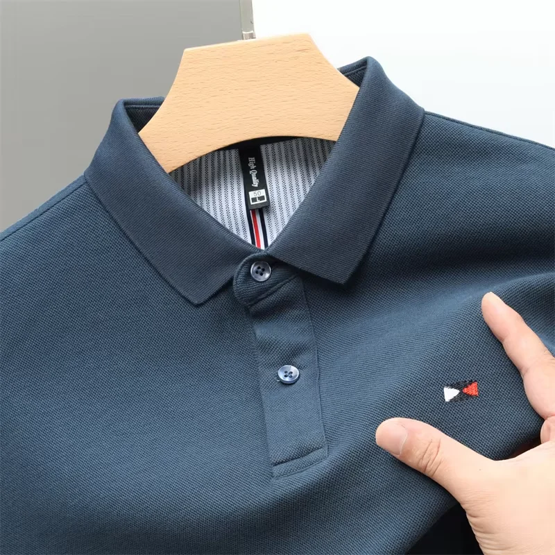 

High quality fashion embroidered long sleeve t-shirt men's spring and Autumn New 100% cotton polo shirt men's high-end brand top