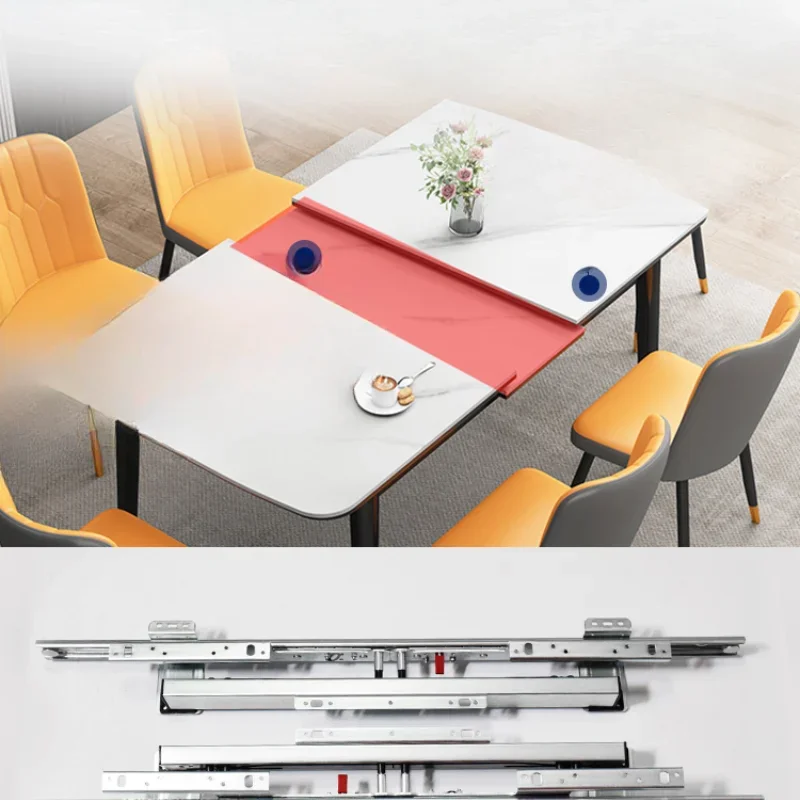 Automatic lifting and folding dining Heavy-duty slide rail Rock slab table Telescopic push-pull Hardware extension