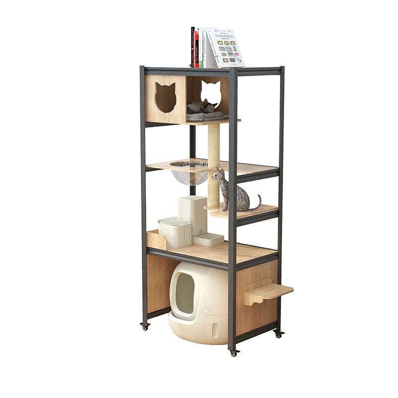 

Large cat climbing cabinet cat toilet cat nest integrated solid wood