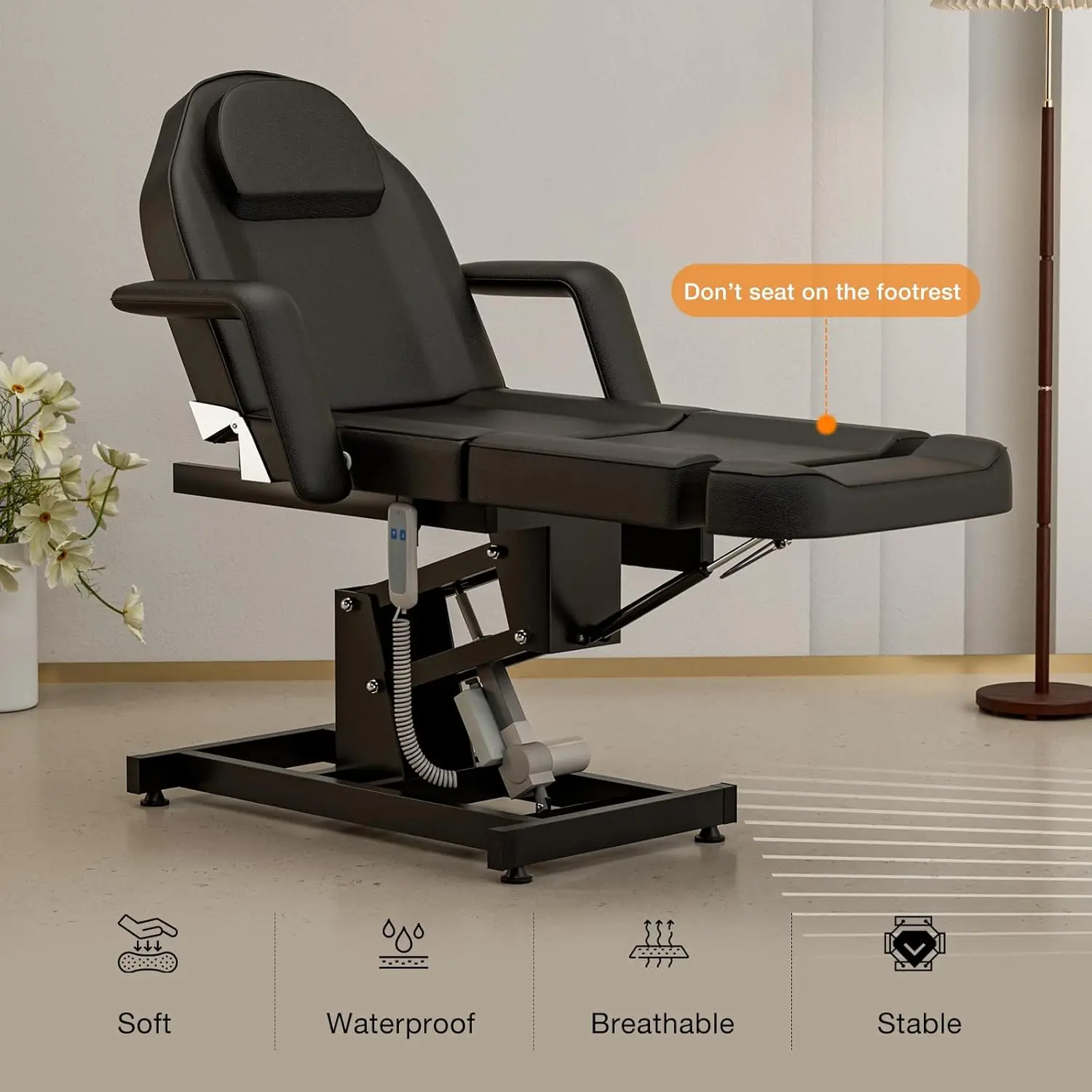 Professional Electric Massage Table 21'' - 33'' Height Adjustable, 73'' - 79'' Length Adjustable Tattoo Chair for Tall Clients,