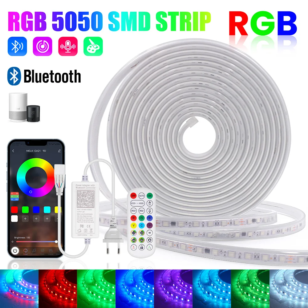 

Addressable RGB LED Strip WS2811 24key Bluetooth Remote Power Kit Flexible Led Pixel Tape Light 24V 60LED/m 5050 Waterproof