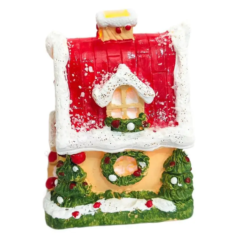 Creative Resin Night Light Snowy Night Cottage Design Christmas Theme Desktop Decoration Artwork Craftsmanship