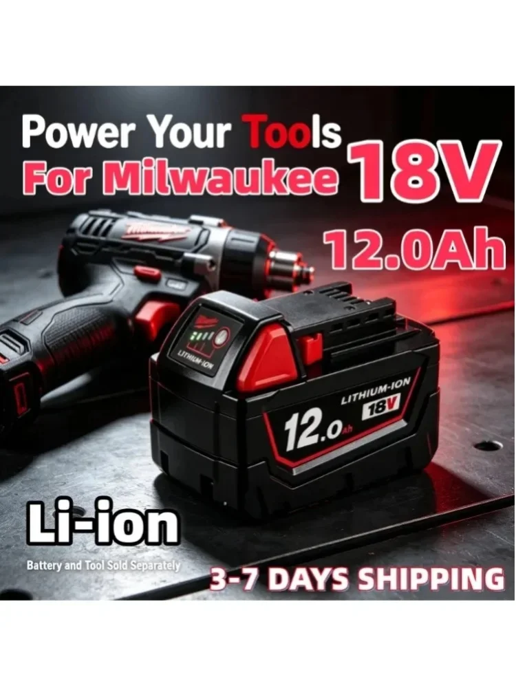 Für Milwaukee M18 18V 12000mAh Li-Ionen-Akku M18B5-XC 18V Werkzeug 12,0Ah Ersatzakku Ersatzbatterie