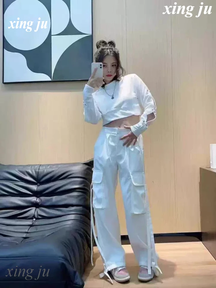Kpop Women Group Concert Slim Crop Tops Outfit Hip Hop Loose Straight Pants Jazz Dancewear Music Festival Clothing Stage Costume