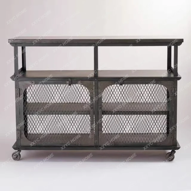 Village style display cabinet wrought iron porch grid locker