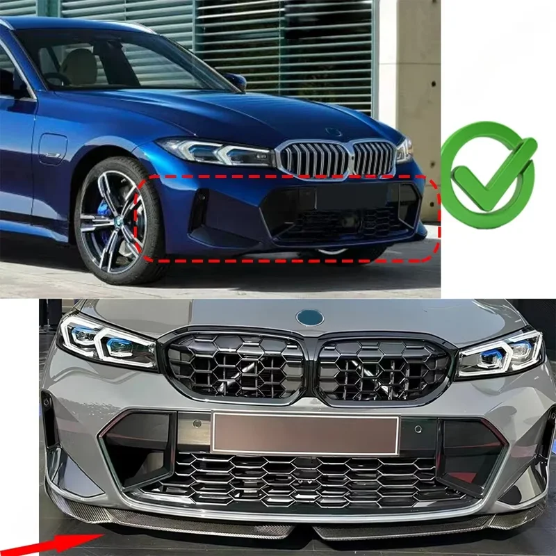 Car Front Bumper Splitter Lip Spoiler body kit Tuning For BMW 3 Series 2022-2024 G20 G21 M-Sport 320i 325i 330i 320d M340i LCI