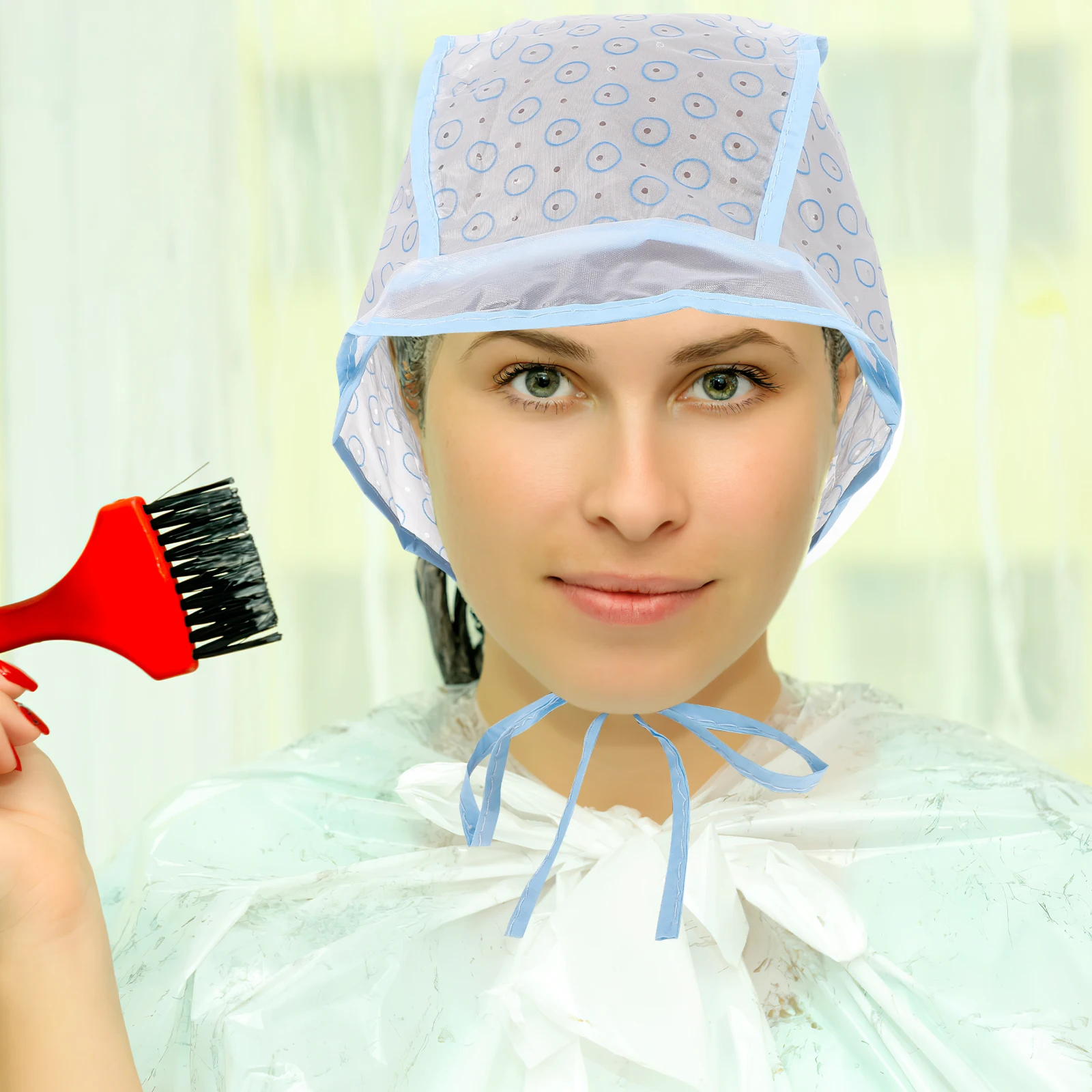 

3 set Hair Dyeing Color Tool Caps Dyeing Tools For Highlights Salon Home Use With Perforated Circles (Random Color)