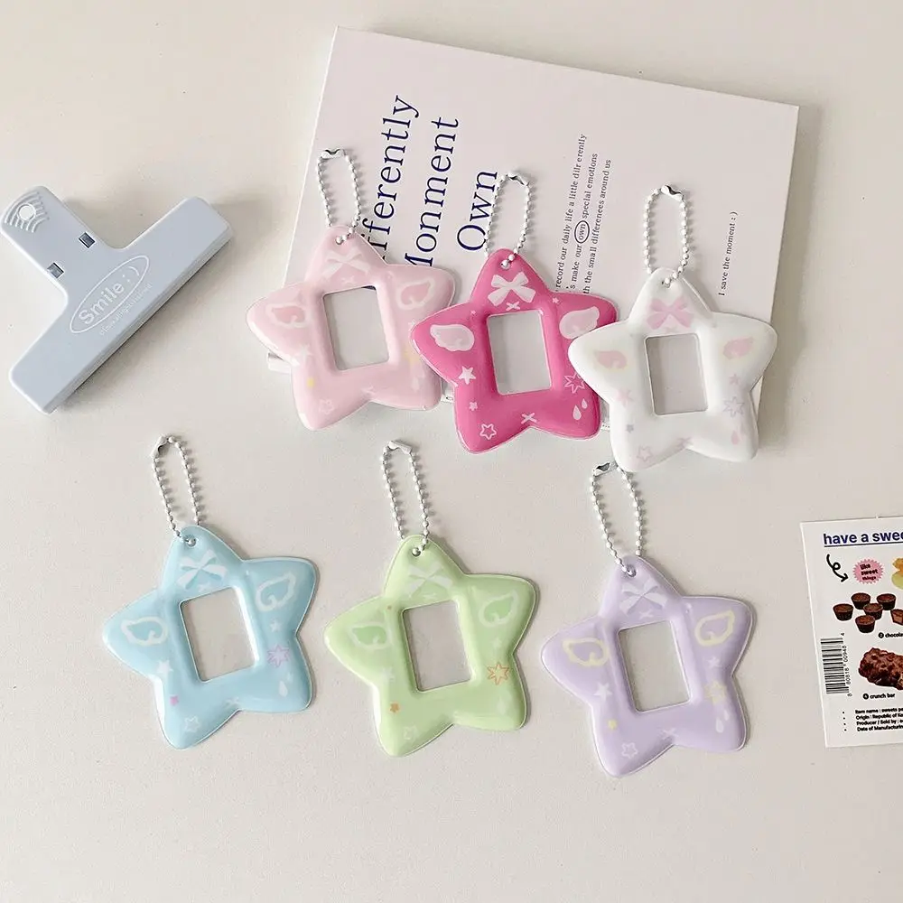 New 1 Inch Card Holder PVC Star Shape Photocard Holder With Keychain Idol Photo Card Sleeve