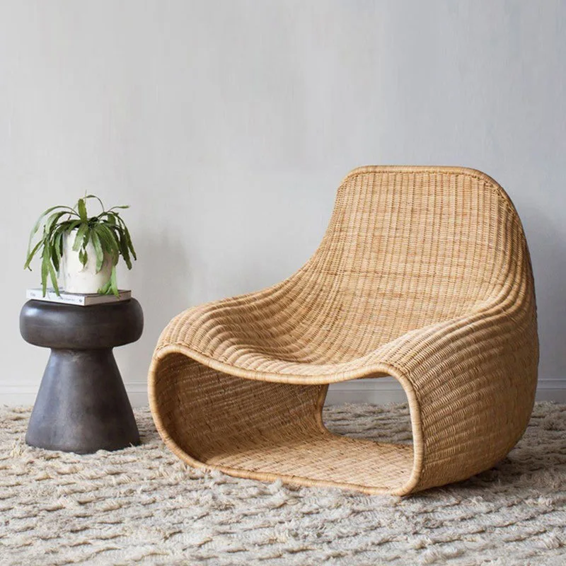 Rattan sofa armchair, Nordic creativity, balcony lazy sofa, simple terrace living room