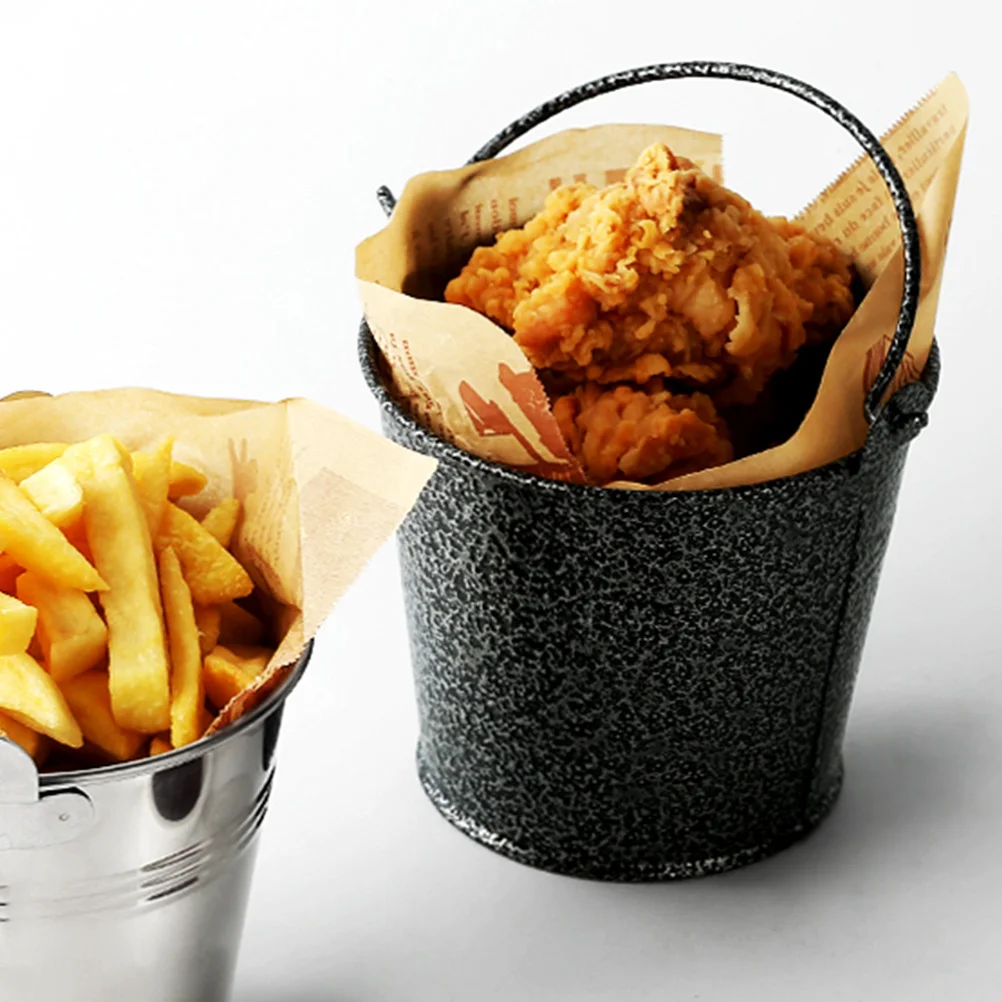 

Mini French Bucket Stainless Steel Food Storage Ice Storage Container Container Ice Tool Box Home Bar Snack Fry Chicken Bread