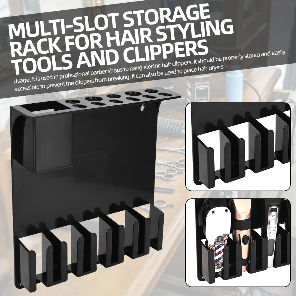 

Baebershop Wall Mount Clipper Holder for Barber Salon, Metal Tool Portable Organizer Storage for Hairdressing Styling Tools