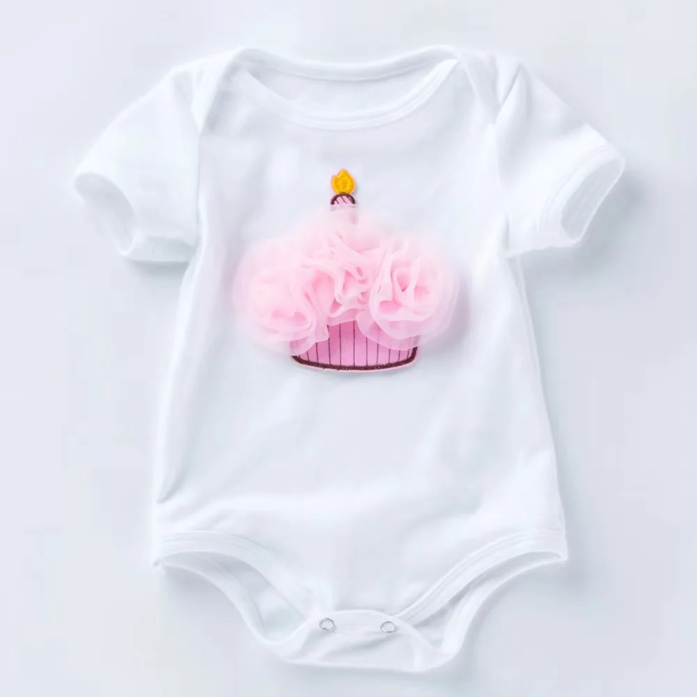 Baby Girls Cotton Rompers 1st Birthday Party Costumes Newborn Cotton Jumpsuit Infant Cartoon Appliques Pajamas Toddler Clothes