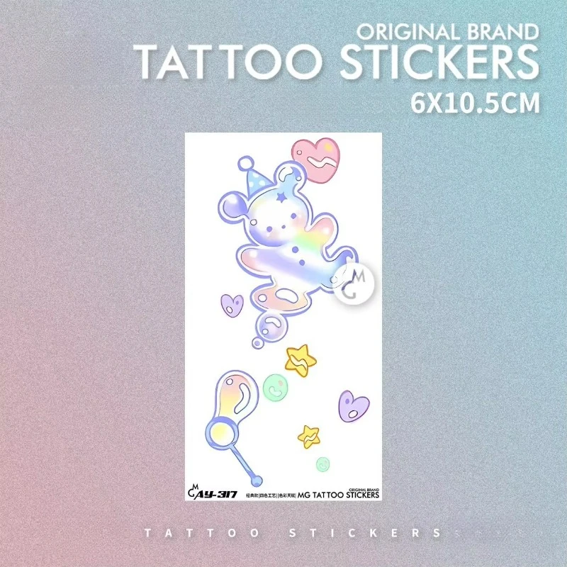 Cartoon Tattoo for Kids Temporary Tattoo Art Fake Tattoo for Woman Rainbow Bear Bubble Sticker Waterproof Tatuajes Temporales