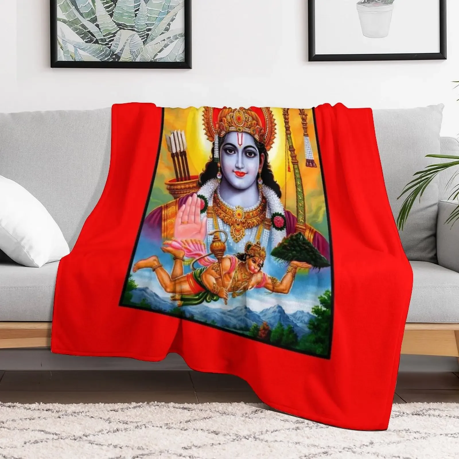 Hindu Lord Rama Goddess Print Throw Blanket Soft Big for babies Blankets