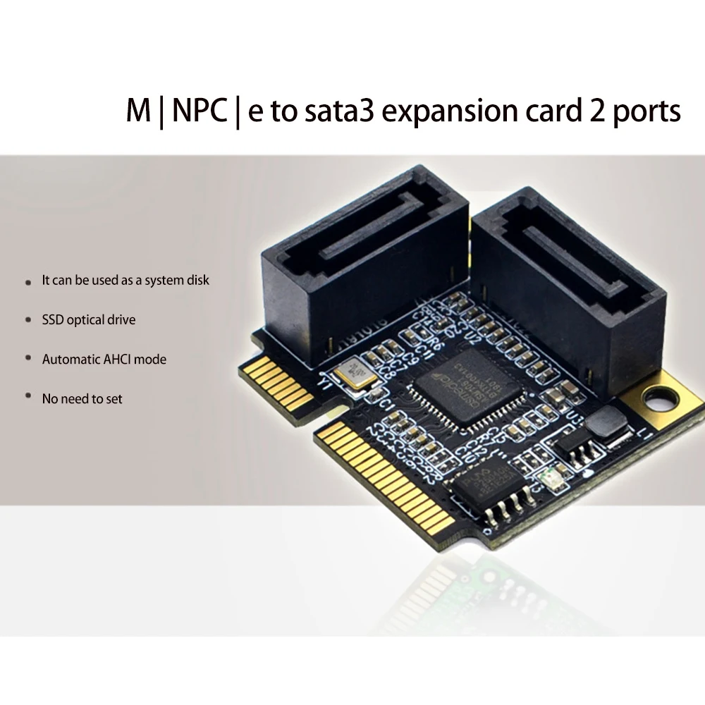 2-portowa karta rozszerzeń dysku twardego Mini PCI-E PCI Express na SATA 3.0 z kablem SATA do komputera PC