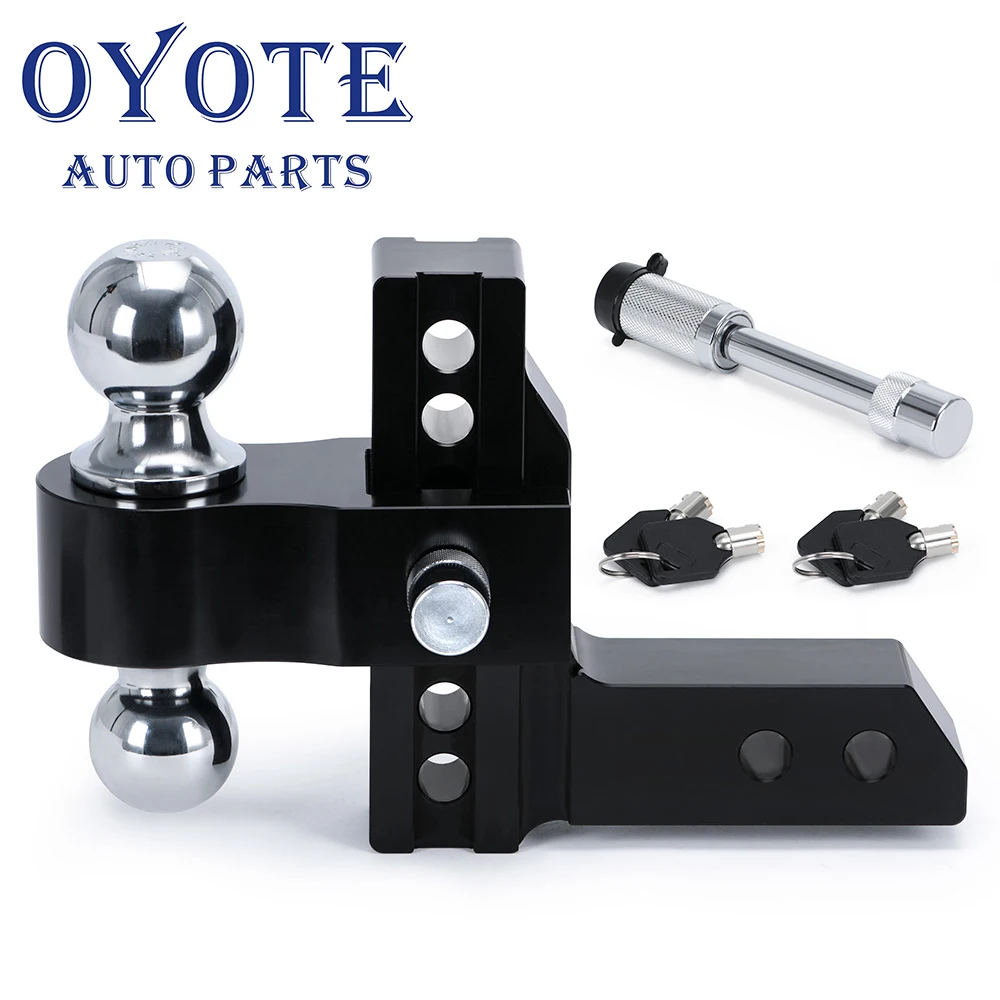 

OYOTE Adjustable 2" Receiver 6" Drop/Rise Drop Hitch 12500 LBS GTW Ball Mount 2" 2-5/16" Dual Towing Ball Double Locks