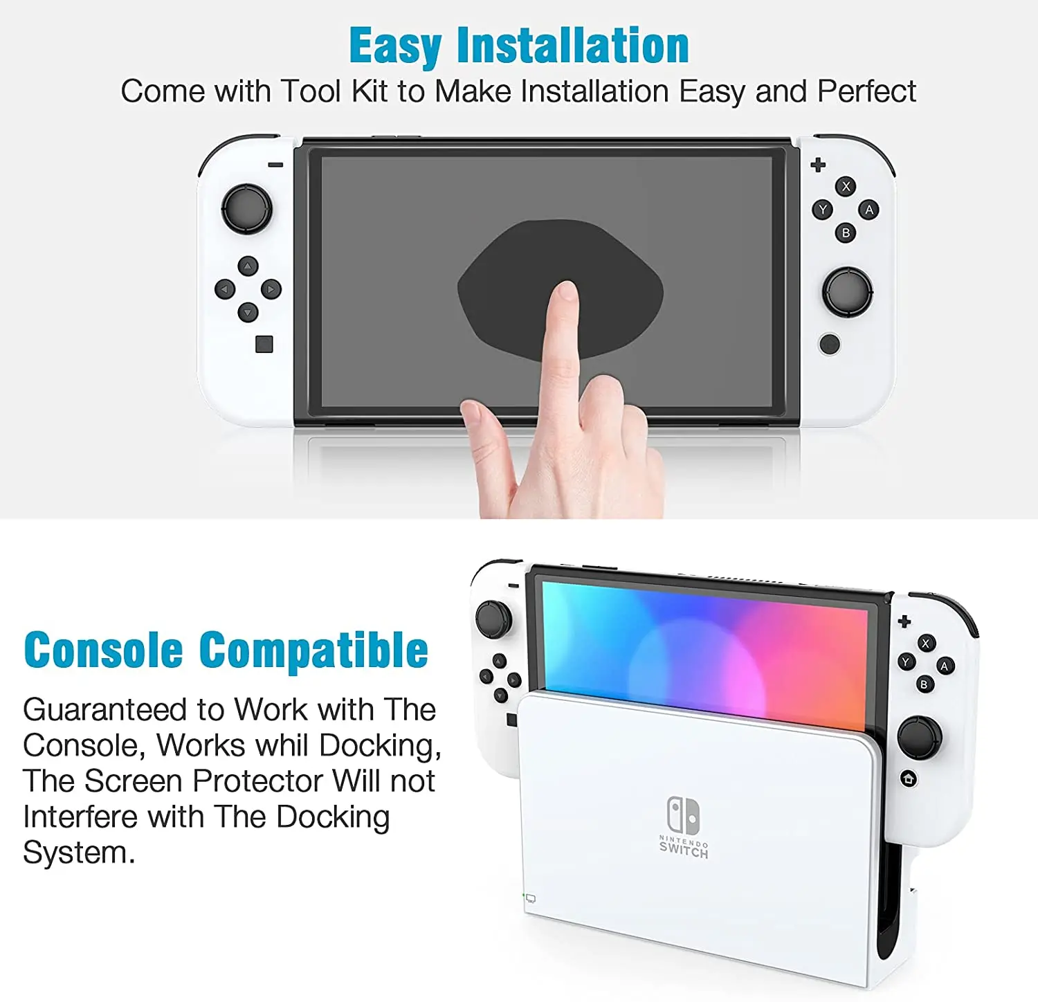 Heystop vidro temperado 9h hd filme protetor de tela para nintendo interruptor oled protetor de tela para interruptor oled acessórios do jogo