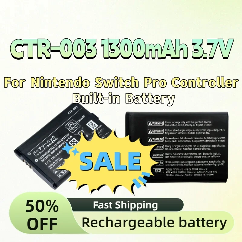 

CTR-003 1300mAh 3.7V New Upgrade Rechargeable Lithium-ion Battery Pack for Nintendo Switch Pro Controller Built-in Battery