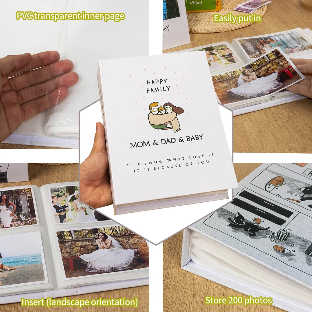 Cartoon Series Photo Album, holds 100 pieces of 8-inch photos for storing precious memories, suitable for weddings, baby moments