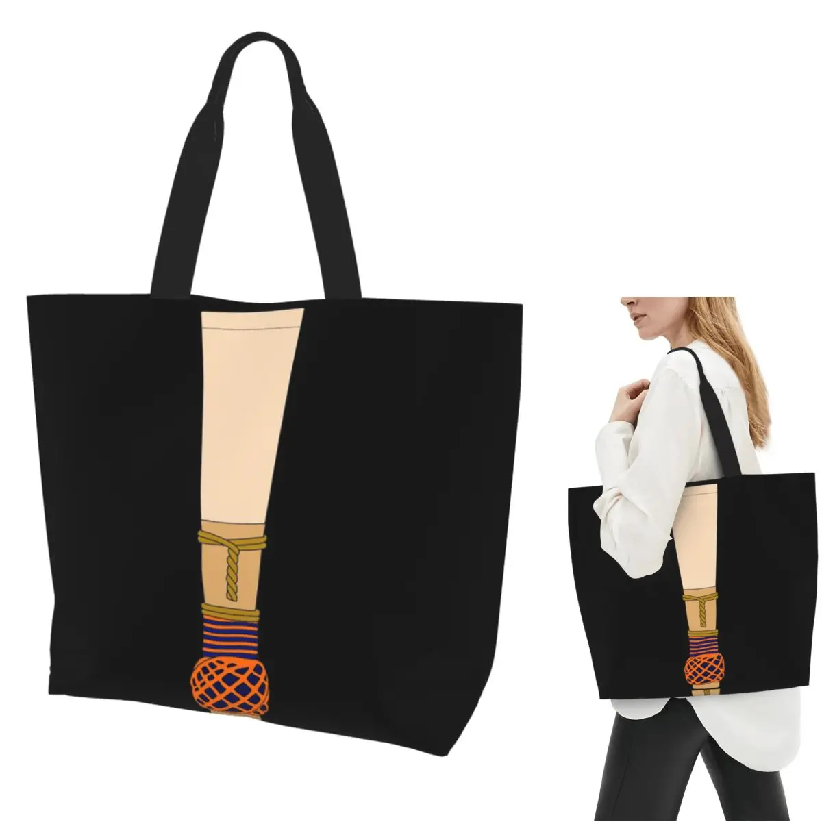 

Bassoon Reed (Orange And Blue) Shopping Tote Bag Canvas Large Capacity Shoulder Bags Shopper Grocery Handbag for Women