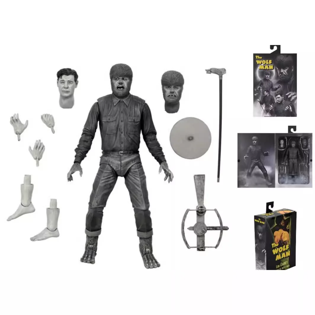 Neca04810 Global Monster Werewolf Muñeco Articulado Blanco y Negro de 7 Pulgadas