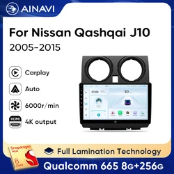 Ainavi Android 13 Car Radio For Nissan Qashqai J10 2006-2013 Multimedia Player Wireless Carplay Auto 4G GPS 2Din HDMI Head Unit
