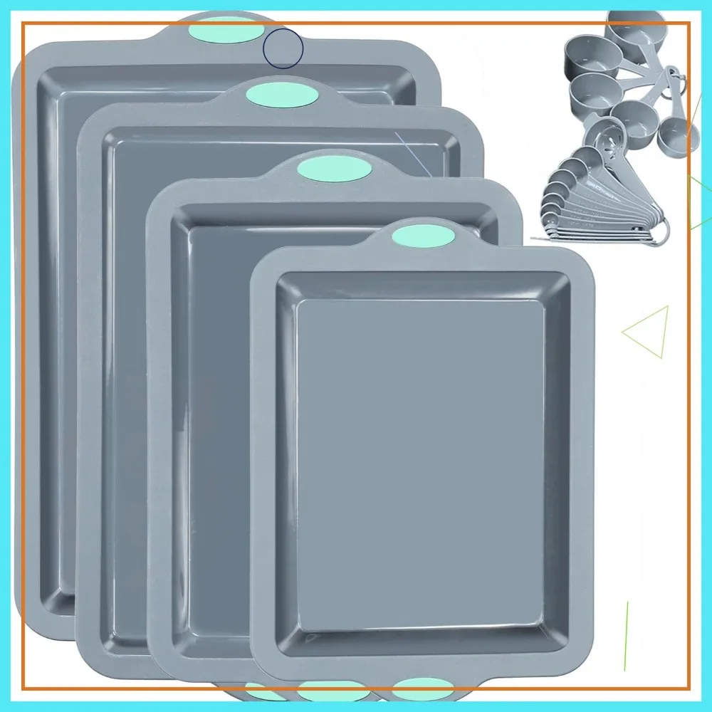 

4-Piece Silicone Baking Pans Set with Metal Frame, Nonstick Bakeware for Oven, Freezer & Dishwasher