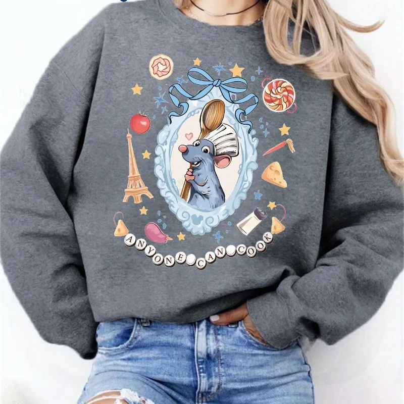 ديزني ريمي شيف مطبوعة المرأة هوديي شتاء جديد عارضة أزياء الرجال والنساء الشارع الشهير