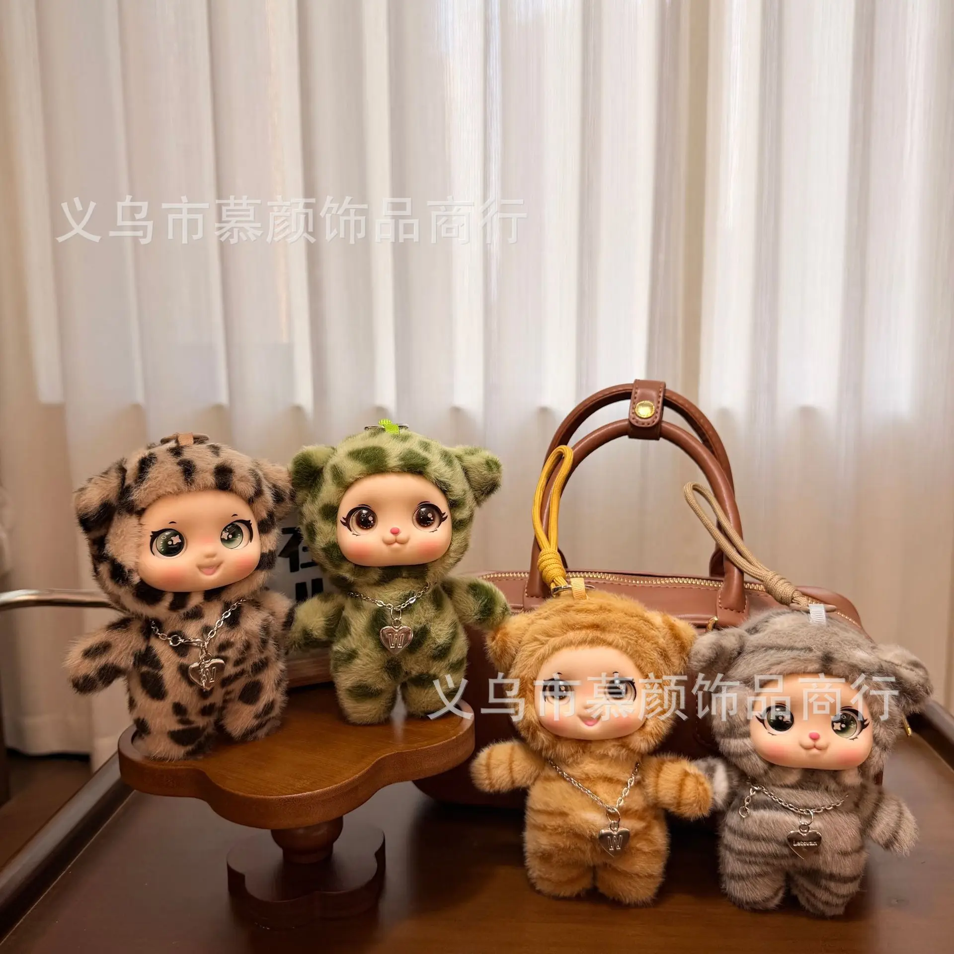 

Hot！New Cute Cartoon Leopard Series Big Eyes Vinyl Face Plush Doll Pendant Backpack Decoration Gifts
