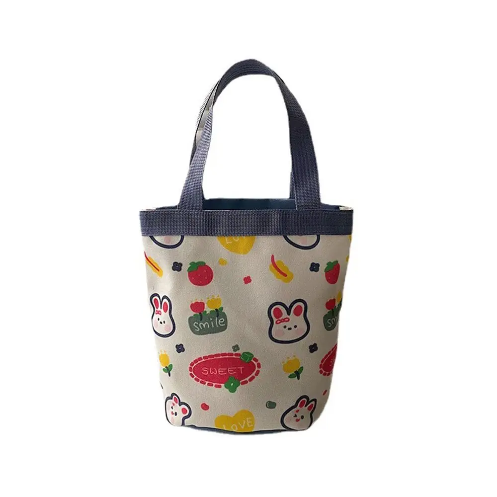 Tragbare Blume Leinwand Kaninchen Eimer Tasche Brief Herz Tier Handtasche All-Match große Kapazität Blume Lunch Bag im Freien